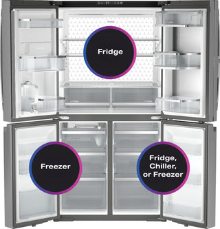GE Profile™ ENERGY STAR® 22.9 Cu. Ft. Counter-Depth Quad-Door Refrigerator with Dual-Dispense AutoFill Pitcher and Door in Door