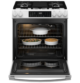 GE® 30" Slide-In Front-Control Convection Gas Range with No Preheat Air Fry and EasyWash™ Oven Tray