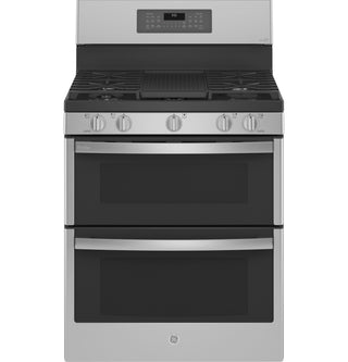 GE Profile™ 30" Free-Standing Gas Double Oven Convection Fingerprint Resistant Range with No Preheat Air Fry
