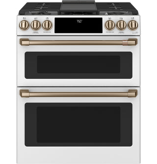 Café™ 30" Smart Slide-In, Front-Control, Gas Double-Oven Range with Convection