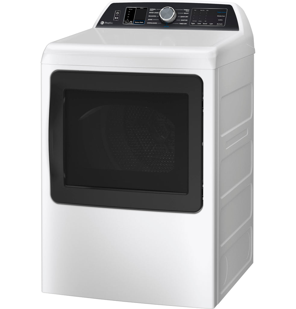 GE Profile™ 7.4 cu. ft. Capacity Smart aluminized alloy drum Electric Dryer with Sanitize Cycle and Sensor Dry