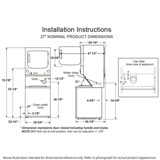 GE Unitized Spacemaker® 3.8 cu. ft. Capacity Washer with Stainless Steel Basket and 5.9 cu. ft. Capacity Gas Dryer