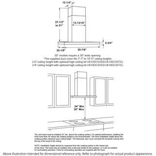 30” Smart Designer Wall Mount Hood w/ Perimeter Venting