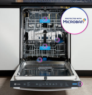 GE Profile™ Fingerprint Resistant Top Control with Stainless Steel Interior Dishwasher with Microban™ Antimicrobial Protection with Sanitize Cycle