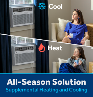 GE® ENERGY STAR® 8,000 BTU Smart Heat/Cool with Heat Pump Electronic Window Air Conditioner for Medium Rooms up to 350 sq. ft.