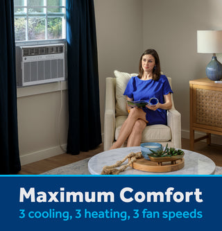 GE® ENERGY STAR® 8,000 BTU Smart Heat/Cool with Heat Pump Electronic Window Air Conditioner for Medium Rooms up to 350 sq. ft.