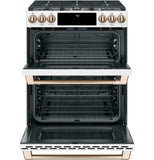 Café™ 30" Smart Slide-In, Front-Control, Gas Double-Oven Range with Convection