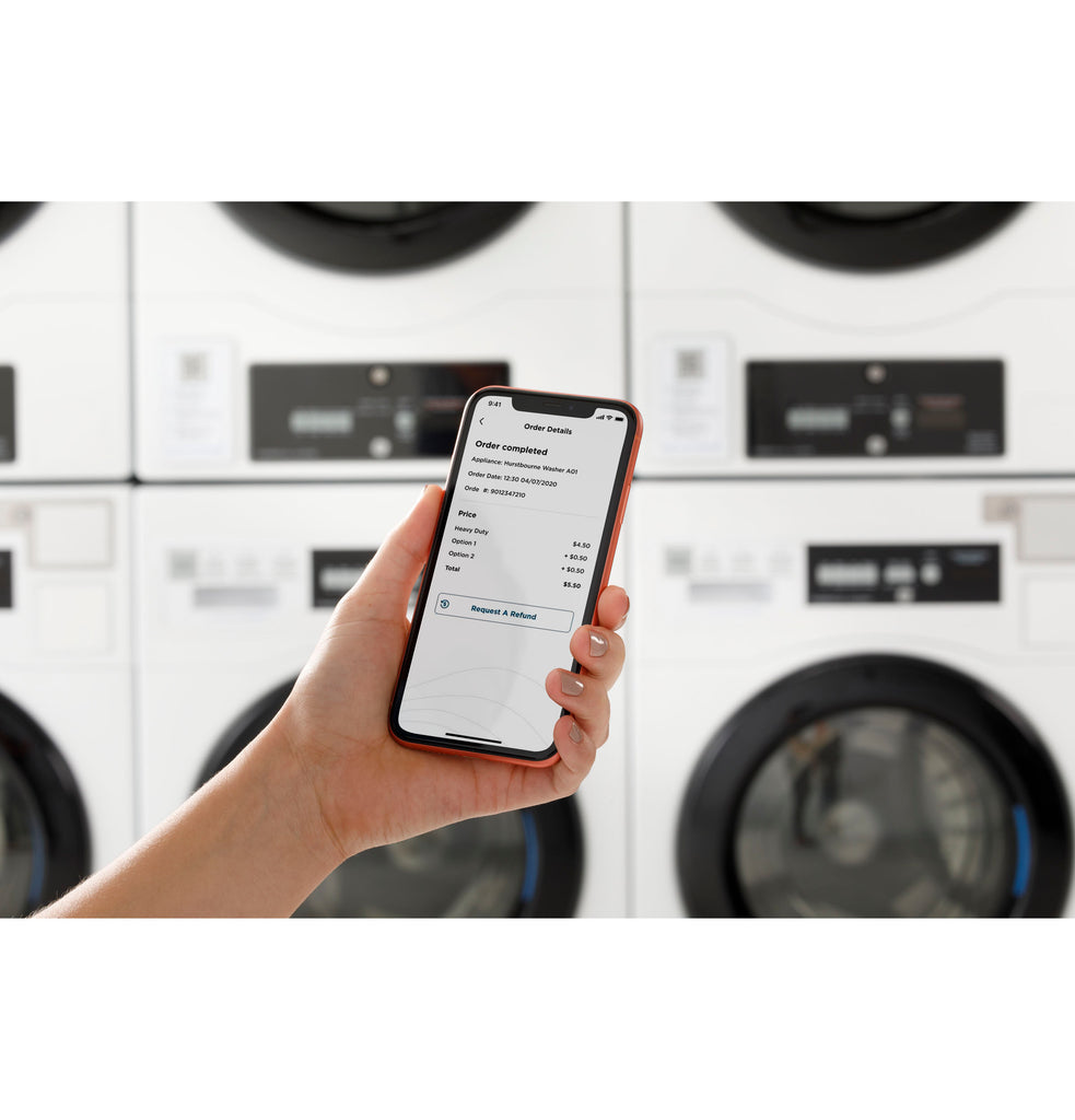 GE® Commercial 7.7 cu. ft. Capacity Electric Dryer with Built-In App-Based Payment System, Stacked Unit