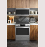 GE Profile™ 30" Smart Dual Fuel Slide-In Front-Control Fingerprint Resistant Range