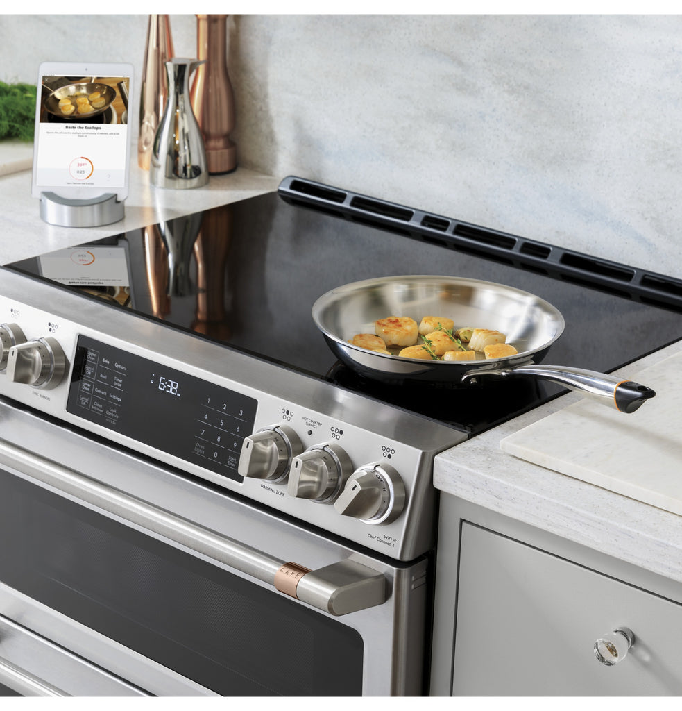 Café™ 30" Smart Slide-In, Front-Control, Induction and Convection Range with Warming Drawer