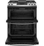 GE® 30" Slide-In Front Control Gas Double Oven Range