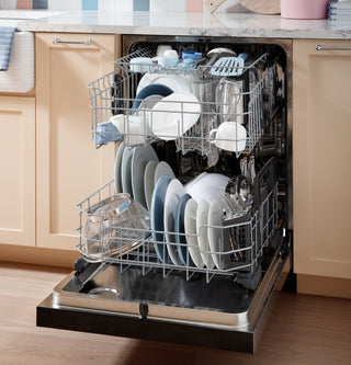 GE® Fingerprint Resistant Top Control with Stainless Steel Interior Dishwasher with Sanitize Cycle