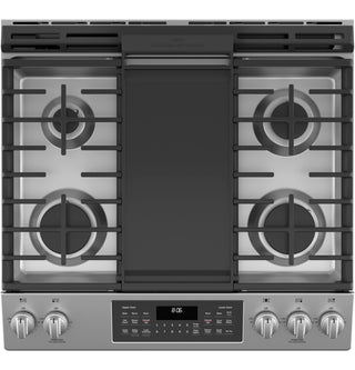 GE® 30" Slide-In Front Control Gas Double Oven Range