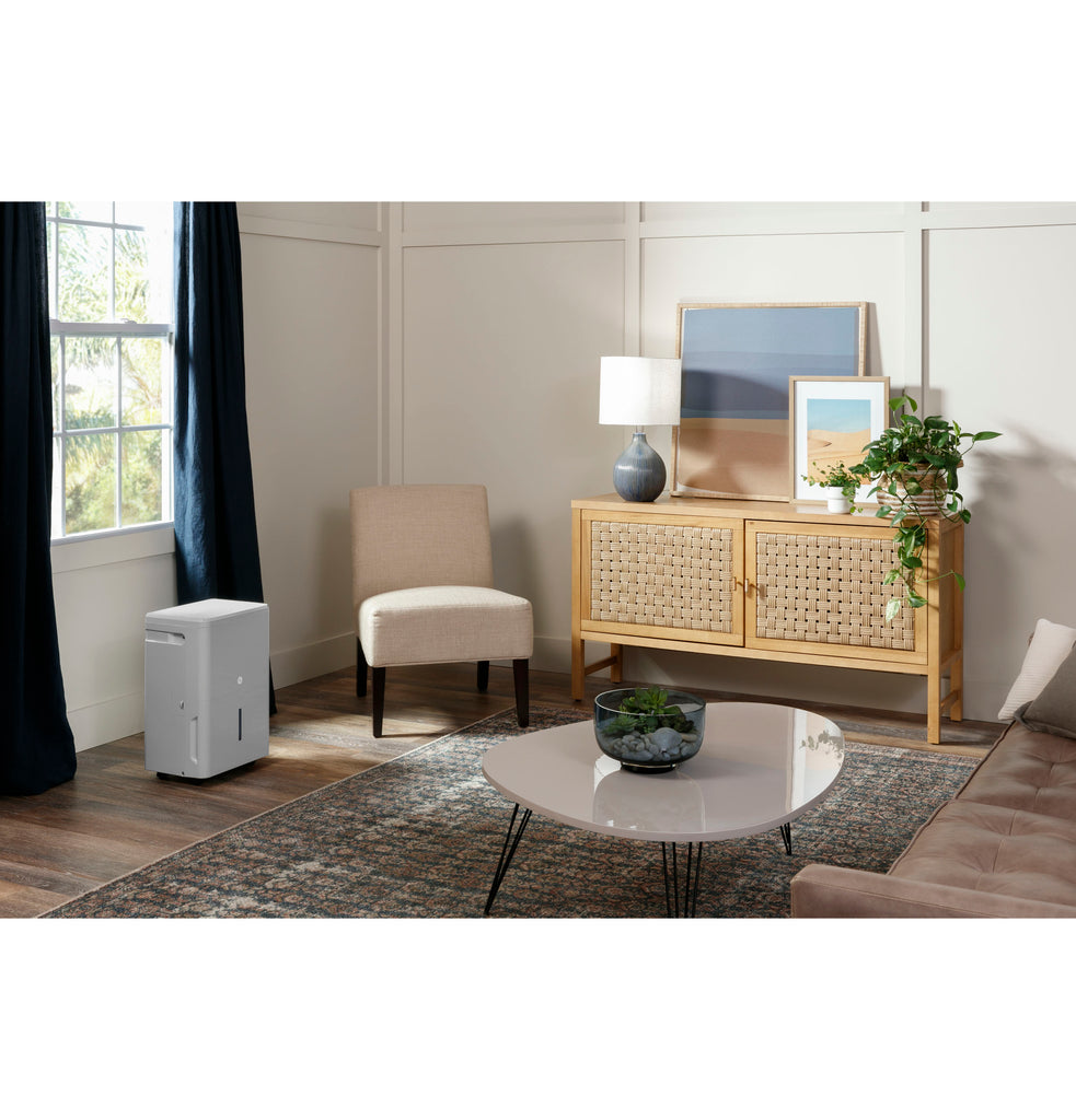 GE® 50 Pint ENERGY STAR® Smart Portable Dehumidifier with Smart Dry for Wet Spaces